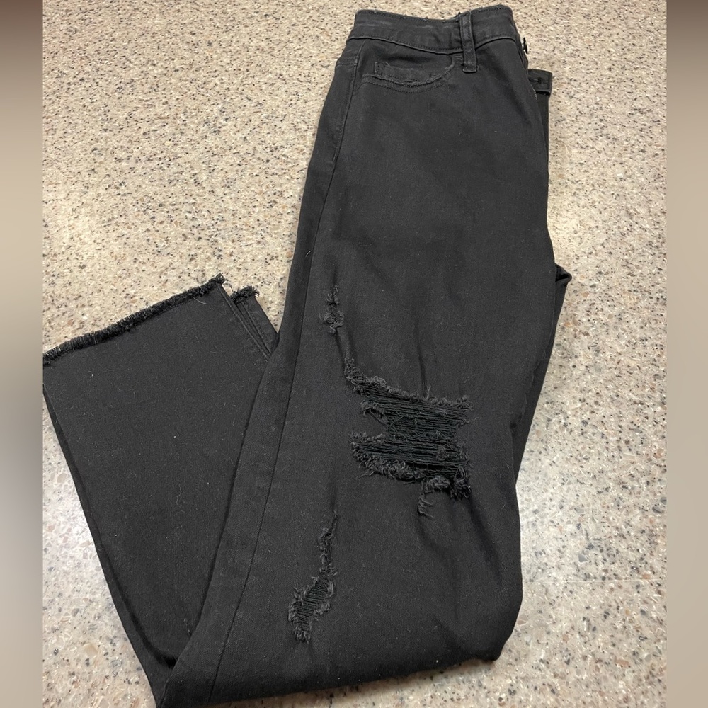 Zenana black destroyed boyfriend jeans sz 30